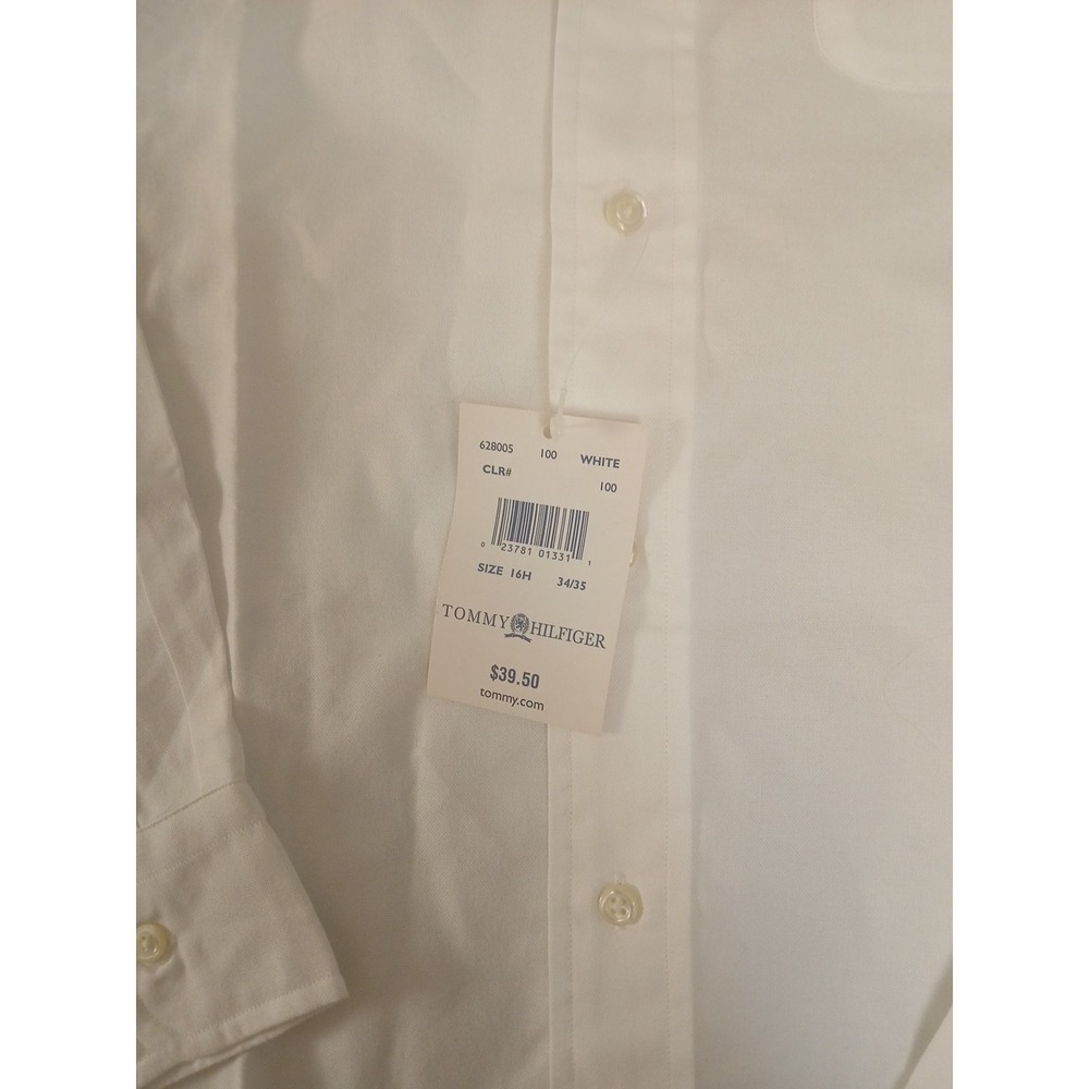 Vintage '90's Tommy Hilfiger White Button Down Shirt Size 16.5-34/35 Lion Crest - Picture 3 of 8